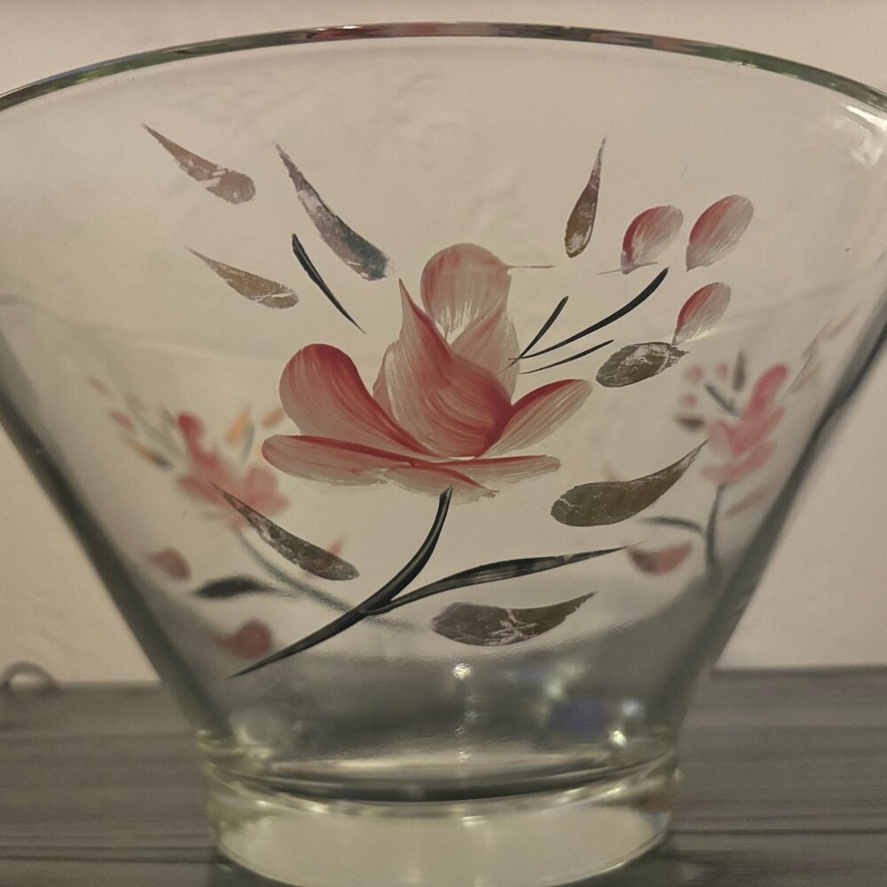 Vintage Hazel Atlas Hand Painted Salad Bowl